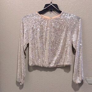 Rachel Zoe Sparkling Silver Sequin Top